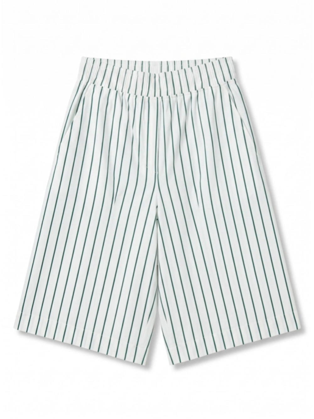 LULULEMON High-Rise 9" Ruffle-Waist Stripe White Green Shorts, Casual, Sz XL